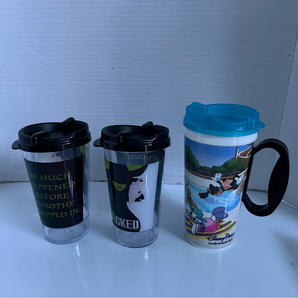 Lot of 3 movie WICKED cups with lids BPA FREE